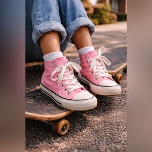 Converse Chuck Taylor All Star Pink High Top Sneakers Youth 3